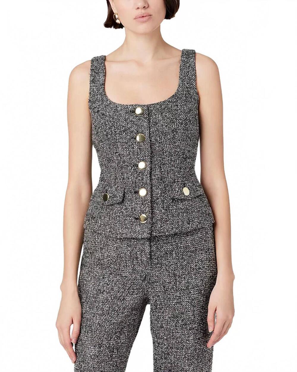 NEW TOCCIN georgia scoop neck vest in charcoal multi